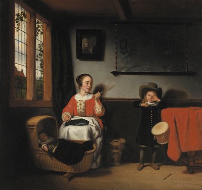 Dutch : Jeune femme avec une baguette près d