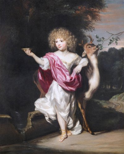 Portrait de petite fille avec une biche - Nicolaes Maes