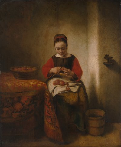 Jeune femme épluchant des pommes, vers 1655 - Nicolaes Maes