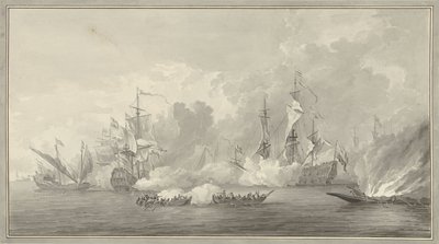 Bataille navale, peut-être à Kijkduin le 21 août 1673 - Nicolaes Muys