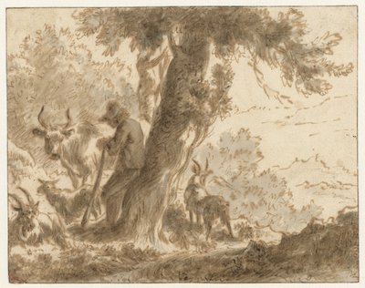 Berger et son bétail près d