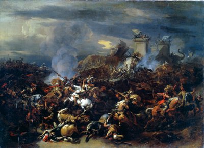 Bataille entre Alexandre et Porus, 326 av. J.-C., milieu à fin du 17ème siècle - Nicolaes Pietersz. Berchem