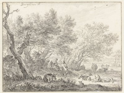 Bergers et bétail près d