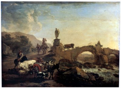 Paysage italien avec un petit pont, 1656 - Nicolaes Pietersz. Berchem
