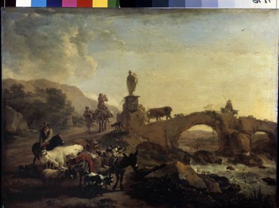 Paysage italien au petit pont - Nicolaes Pietersz. Berchem