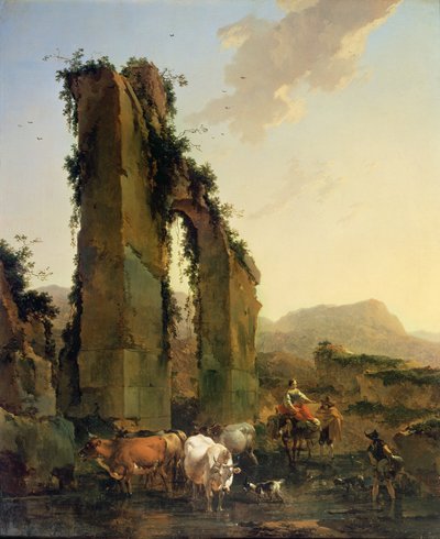 Paysans avec du bétail près d