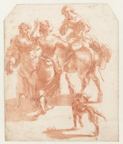 Deux femmes marchant et une femme sur un âne - Nicolaes Pietersz Berchem