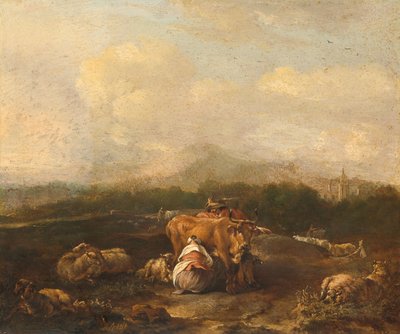 Paysage italien avec du bétail - Nicolaes Van Helt Stockade