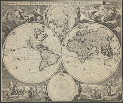Orbis terrarum nova et accuratissima tabula, vers 1690 - Nicolaes Visscher