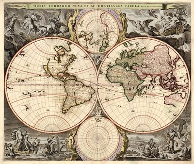 Orbis terrarum nova et accuratissima tabula, vers 1690 - Nicolaes Visscher