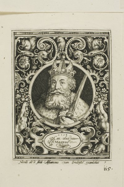 Charlemagne, planche sept des Neuf Dignes - Nicolaes de Bruyn