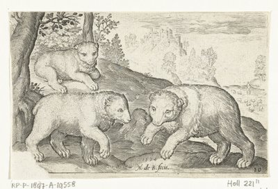 Trois ours (Animalivm qvadrvpedvm, Animaux dans des paysages) - Nicolaes de Bruyn