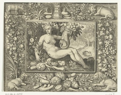 Élément terre comme femme nue avec corne d