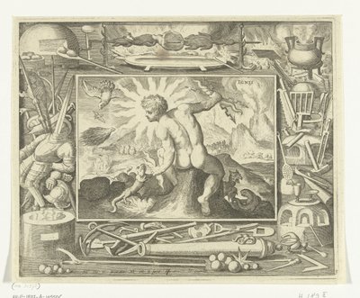 Élément feu comme jeune homme avec des éclairs - Nicolaes de Bruyn