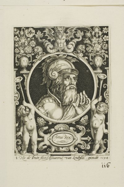 Roi Arthur, planche huit de Les Neuf Preux - Nicolaes de Bruyn