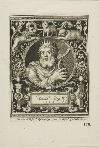 Le roi David, cinquième planche des Neuf Dignes - Nicolaes de Bruyn