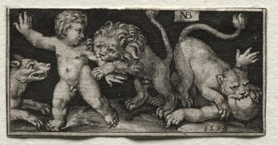 Lions attaquant des enfants - Nicolaes de Bruyn