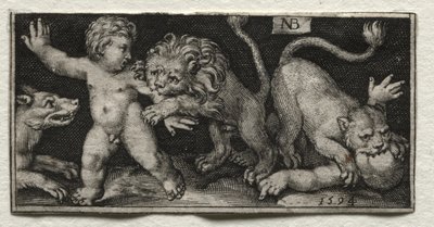 Lions attaquant des enfants, 1594 - Nicolaes de Bruyn