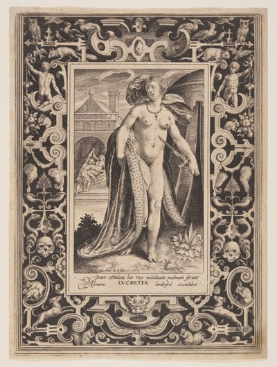 Lucrèce, plaque 1 de The Nine Worthies (Les Neuf Dignes) - Nicolaes de Bruyn