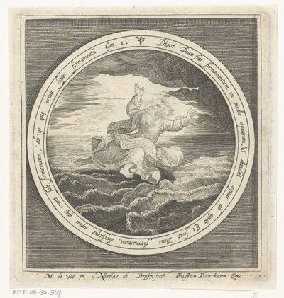Deuxième jour de la création : Dieu sépare les eaux en ciel et mer - Nicolaes de Bruyn