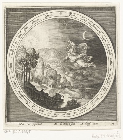 Quatrième jour de la création : Dieu crée le soleil, la lune et les étoiles - Nicolaes de Bruyn