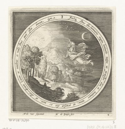 Quatrième jour de la création : Dieu crée le soleil, la lune et les étoiles - Nicolaes de Bruyn