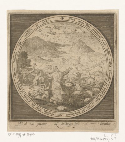 Cinquième jour de la création : Dieu crée les poissons et les oiseaux - Nicolaes de Bruyn