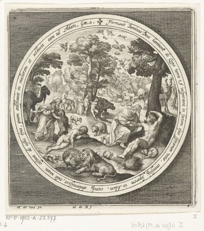 Sixième jour de la création : Dieu crée les animaux et Adam et Ève - Nicolaes de Bruyn