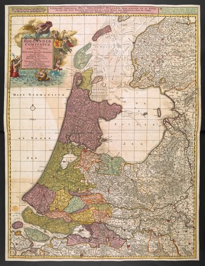 Carte de la Hollande, montrant les colonies, marais, bois, collines, routes, rivières et autres caractéristiques géographiques, c.1710 - Nicolaes the Elder Visscher