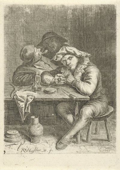 Deux fumeurs à une table - Nicolaes van Haeften