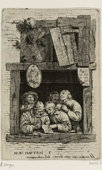 Cinq chanteurs à une fenêtre ouverte : les rhétoriciens - Nicolaes van Haeften