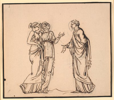 Scène antique avec trois figures, un homme parlant à deux femmes - Nicolai Abildgaard