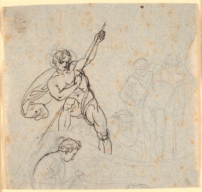 Bateau avec homme tenant une perche et quatre autres figures - Nicolai Abildgaard