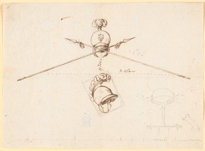 Esquisse décorative. Un casque et deux lances croisées, etc. - Nicolai Abildgaard