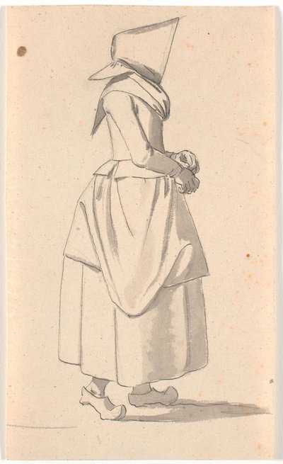 Une paysanne marchant de profil vers la droite, avec un grand paquet sur la tête - Nicolai Abildgaard