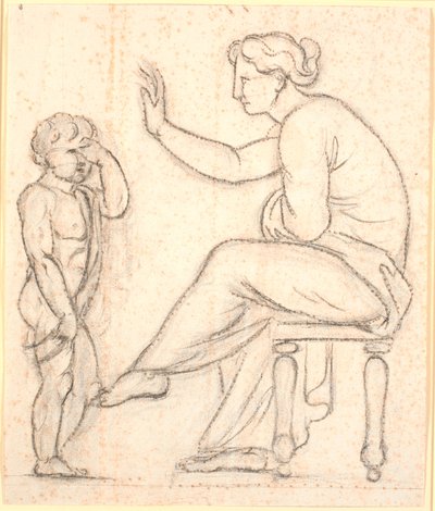 Une femme admoneste un petit garçon qui pleure - Nicolai Abildgaard