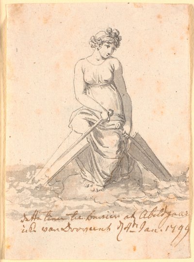 Une femme assise sur une pierre dans l