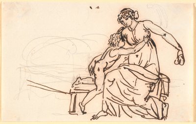 Une mère jouant avec son enfant qui attrape une pomme - Nicolai Abildgaard