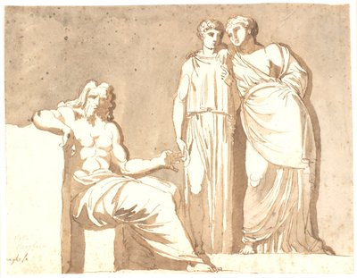 Un homme assis et deux figures féminines debout - Nicolai Abildgaard