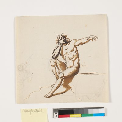 Un homme nu assis avec le bras gauche tendu - Nicolai Abildgaard