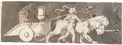Frise avec un garçon près du char de Bacchus et Mars (ou Pluton) tiré par des lions - Nicolai Abildgaard