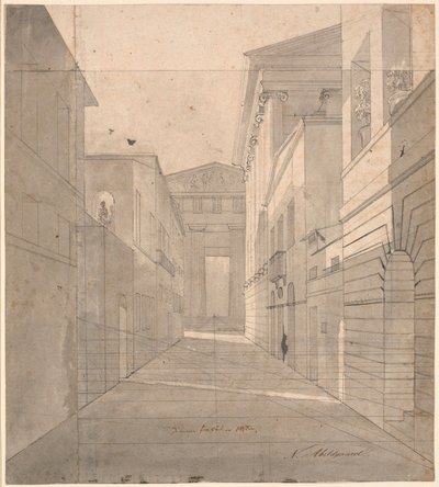Rue dans une ville antique. Étude perspective pour la peinture "Simo se confie à Sosia" - Nicolai Abildgaard