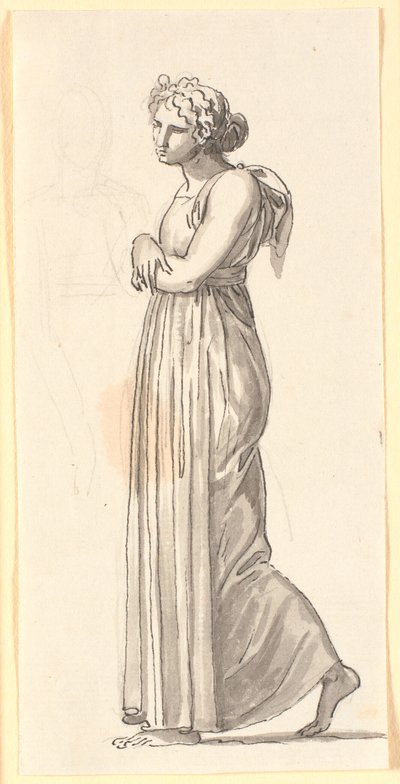 Figure féminine marchant en costume antique, de profil à gauche - Nicolai Abildgaard