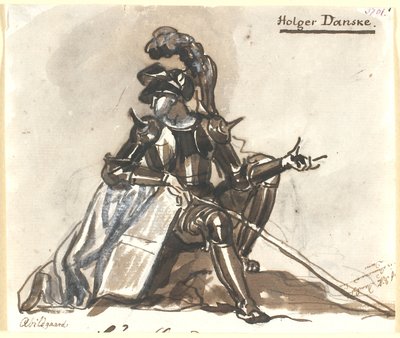 Holger Danske assis en armure - Nicolai Abildgaard