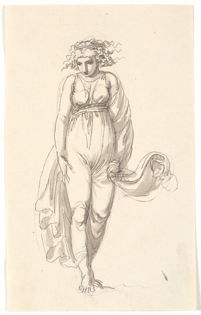 Figure féminine de face, avec les vêtements pressés comme par le vent - Nicolai Abildgaard
