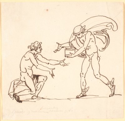 Mercure apporte la boîte de Pandore à Epiméthée - Nicolai Abildgaard