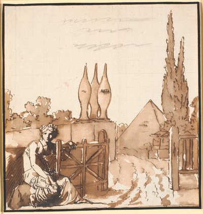 Le but de la vie. Dessin allégorique. Une femme ouvre la porte d