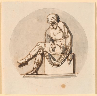 Figure masquée assise, encadrée en cercle. Esquisse pour décoration dans la maison de thé du parc de Sorgenfri - Nicolai Abildgaard