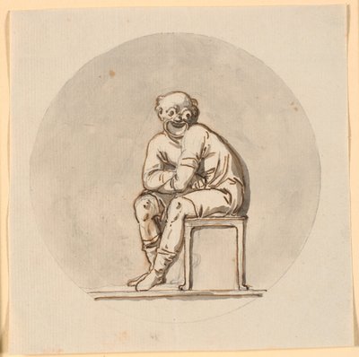 Figure masquée assise, encadrée en cercle. Esquisse pour décoration dans la maison de thé du parc de Sorgenfri - Nicolai Abildgaard