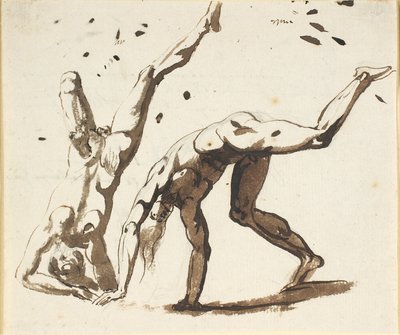 Deux hommes nus faisant des acrobaties - Nicolai Abildgaard